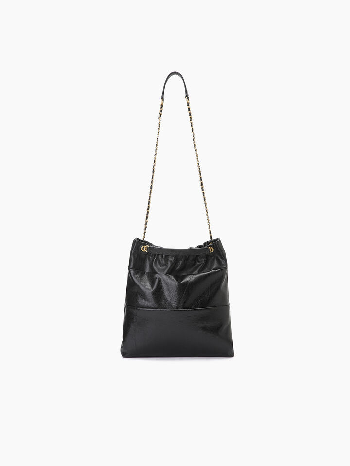 Black leather bag with gold chain - null - Black | Sisley K image number 5